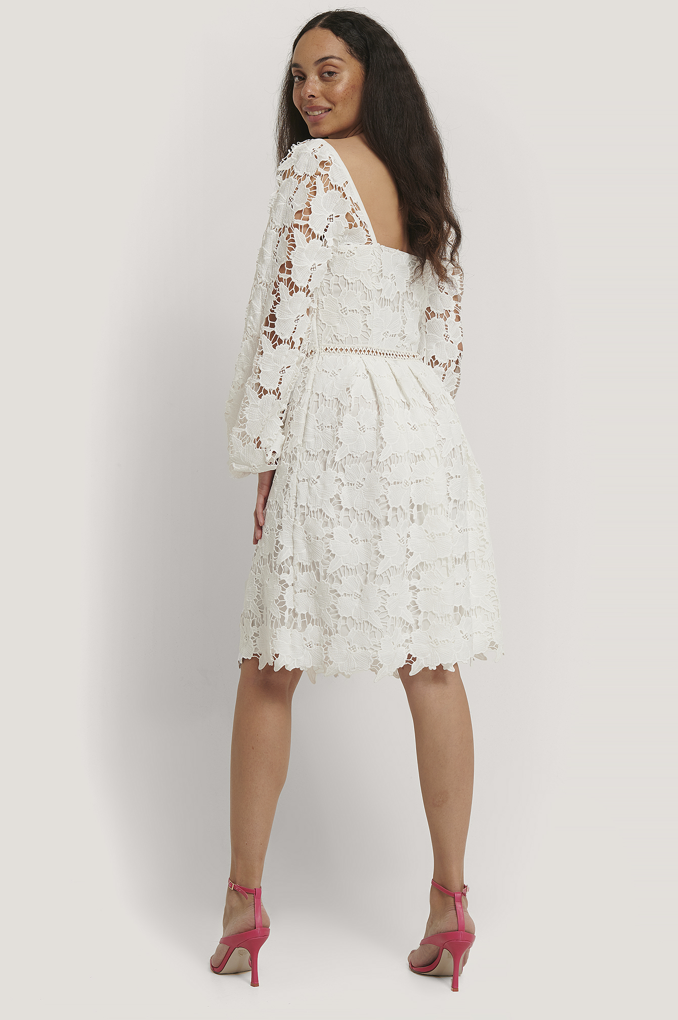 Flower Crochet Dress White | na-kd.com